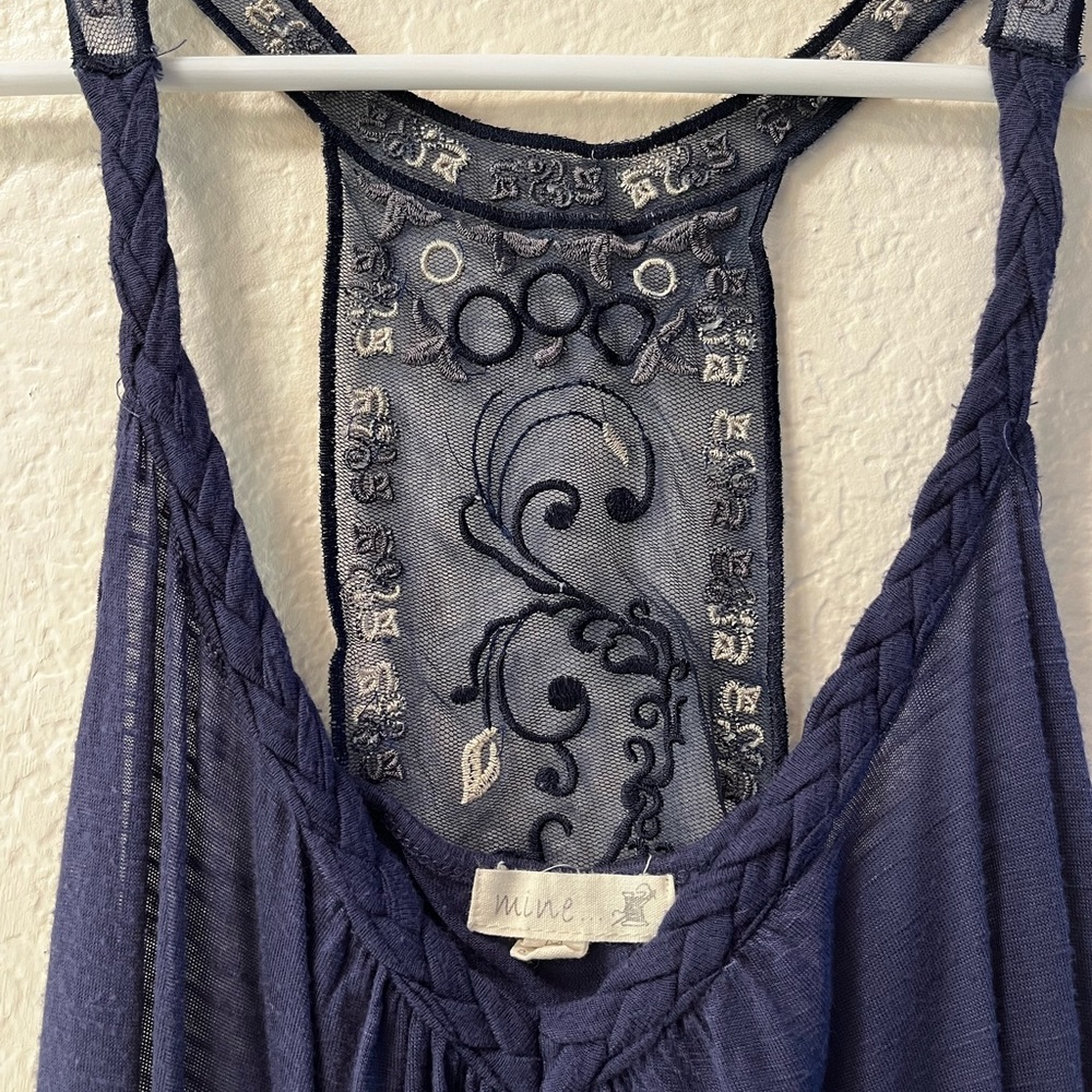 Blue, braided tank top